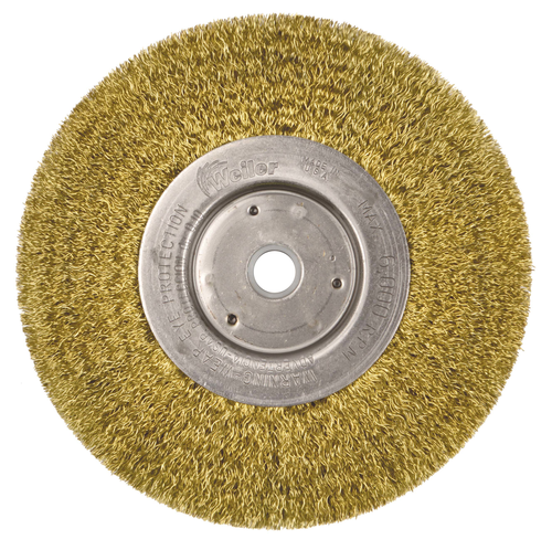 6 Narrow Face Crimped Wire Wheel .0118 Brass Fill 5 8 1 2 Arbor Hole